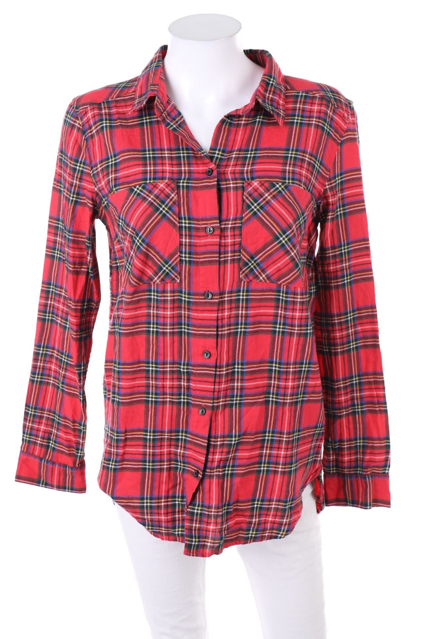 No Label - Checked Shirt Blouse, Cotton - D 36