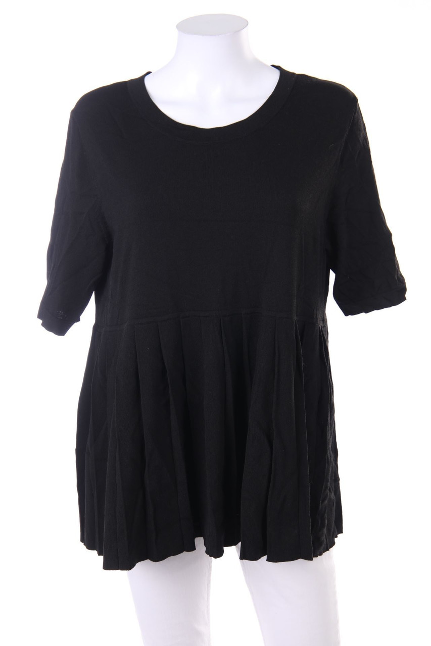 COS - Kurzarm-Strick-Pullover mit Schößchen - D 36-38