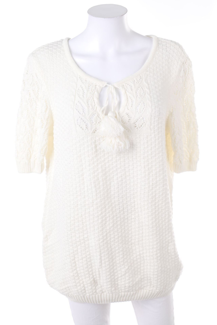 Ohne Label - Strick-Pullover mit Lochstrick-Details - D 44