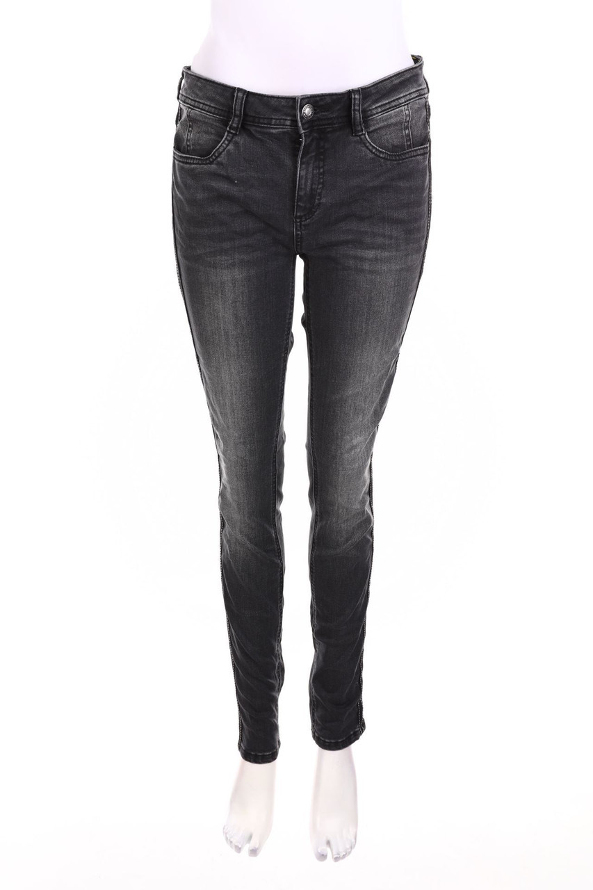 Street One - Distressed Skinny-Jeans mit Galonstreifen - W28