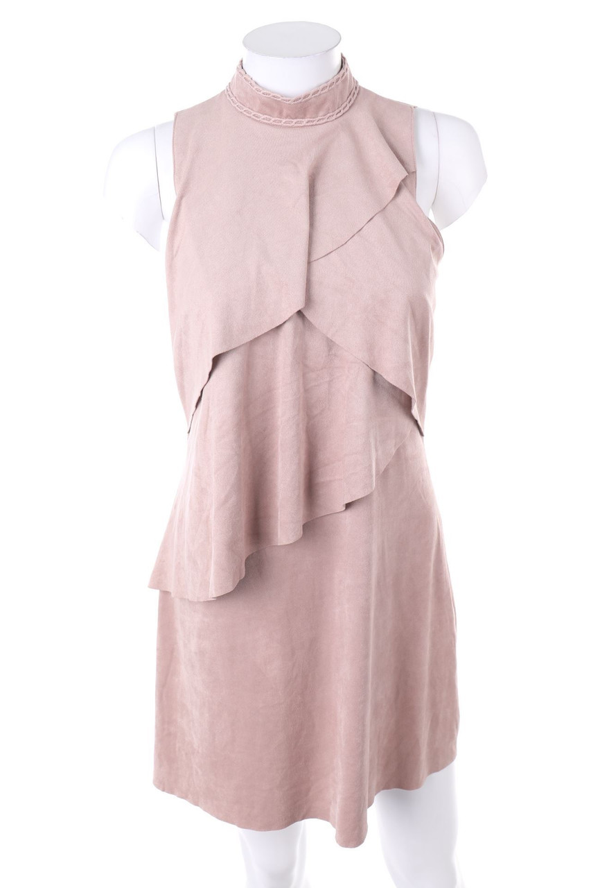 ZARA - Volants-Minikleid aus Kunstleder mit Stickereien - XS