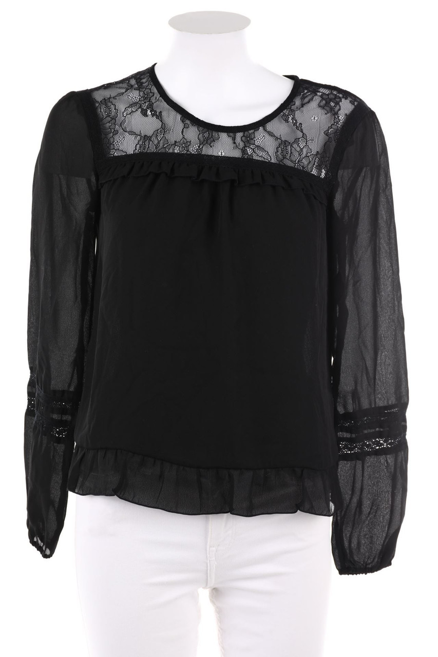 Miss LIBERTO - Ruffled Blouse with Lace Insert - D 34