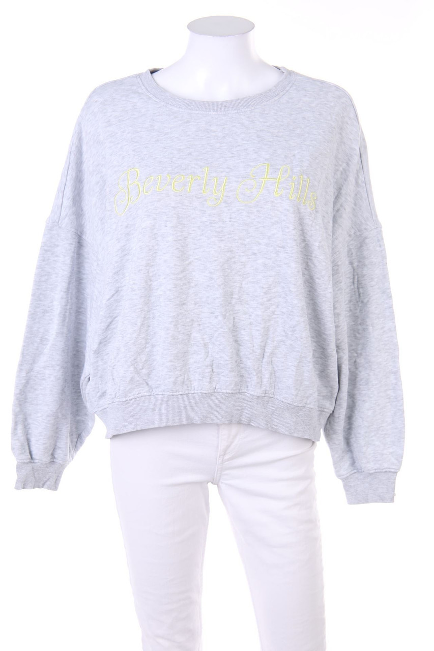 H&M DIVIDED - Sweat-Strick-Pullover mit Statement-Print - L