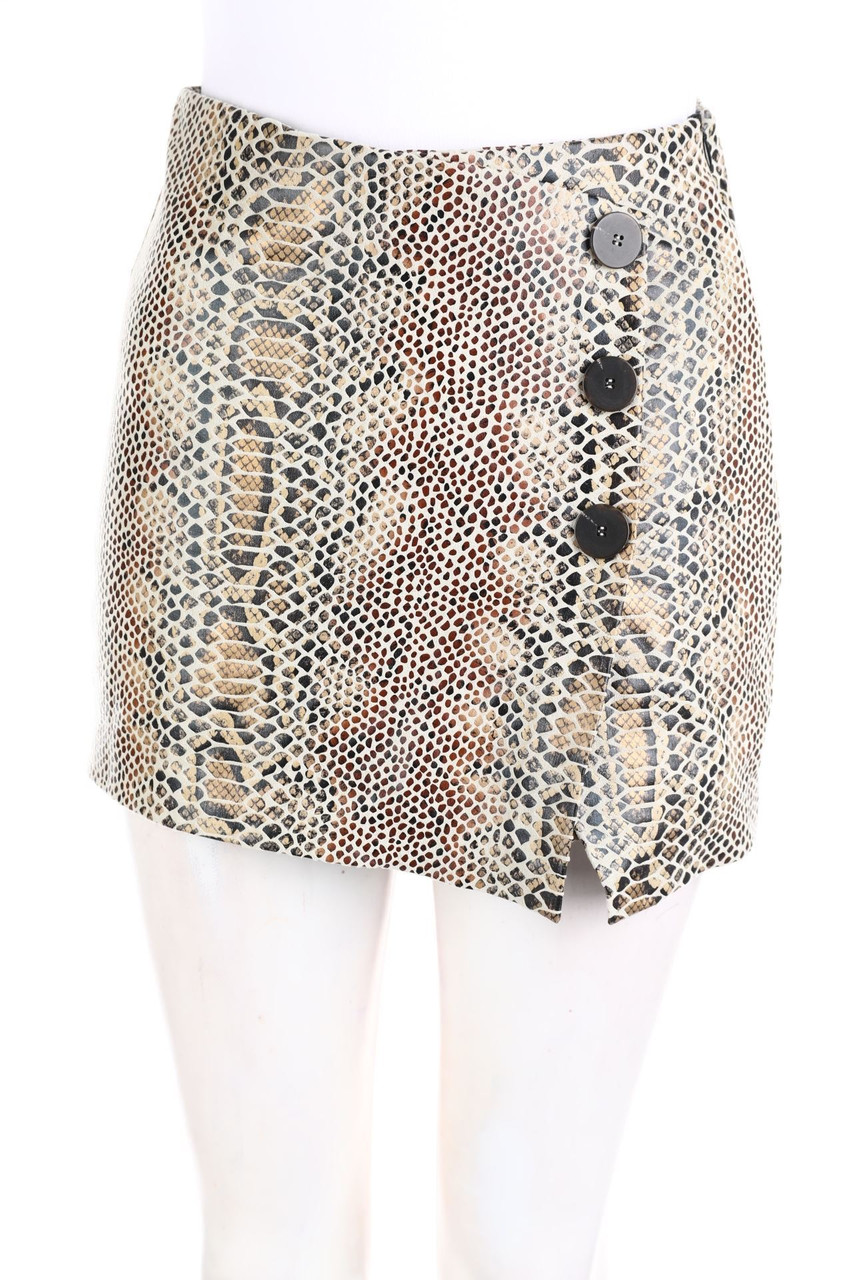 ZARA TRF - Faux Leather-Skort mit Animal-Print - XS