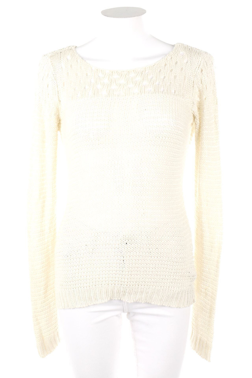VERO MODA - Basic-Strick-Pullover mit Lochstrick-Details - S