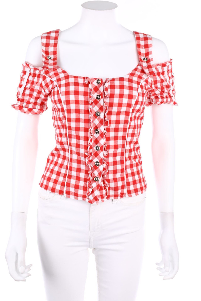 Spieth & Wensky - Cold-Shoulder-Traditional Blouse, Checked - D 34
