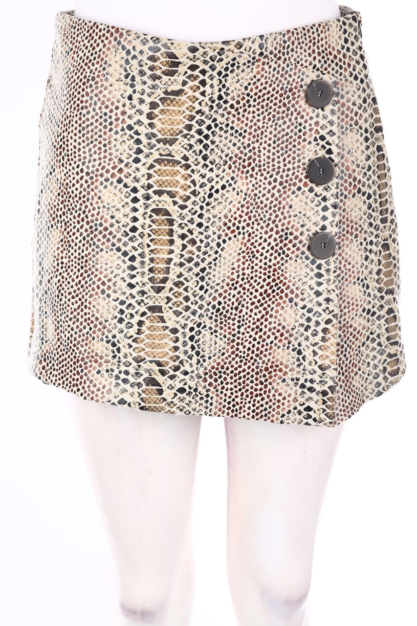 ZARA TRF - Faux Leather-Skort with Animal Print - S