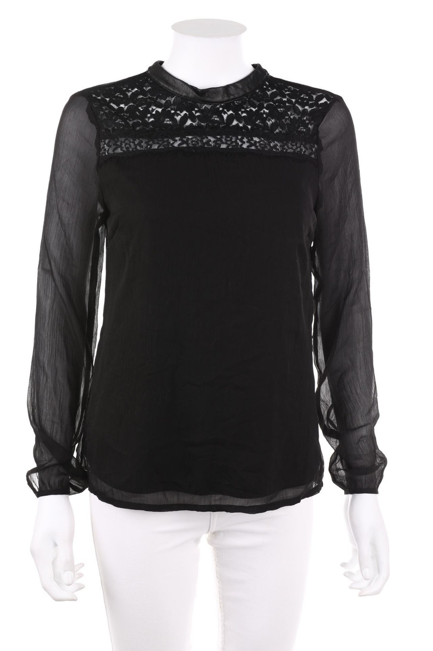 VERO MODA - Bluse mit Kunstleder-Details - S