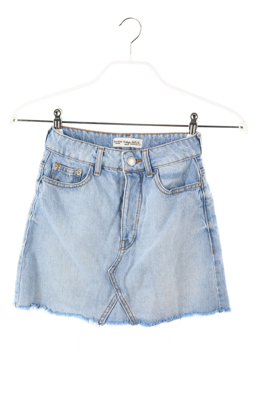 Bershka BSK GIRL - Distressed Mini Denim Skirt - D 30