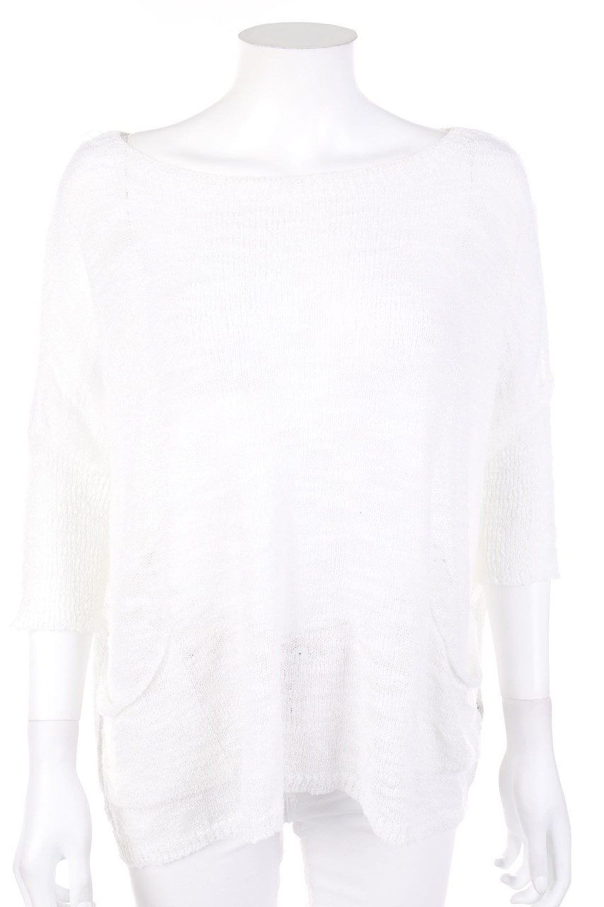 Zara Knit - Kurzarm-Strick-Pullover mit überschnittener Schulter - S