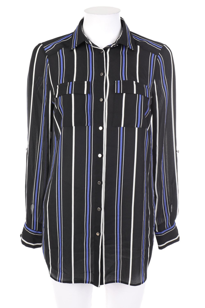 No Label - Stripe Shirt Blouse with Roll-up Sleeves - S