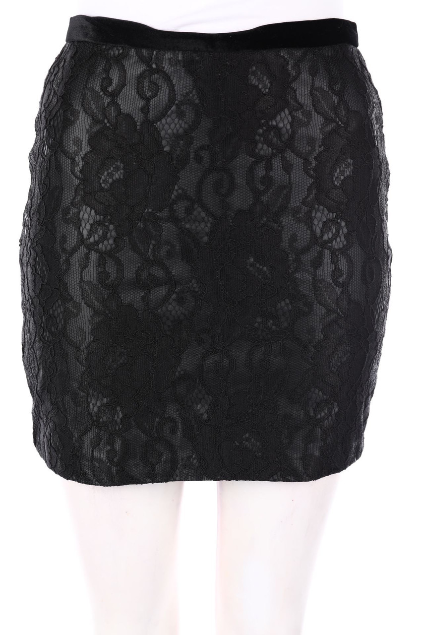 ZARA - Faux Leather-Minirock mit Spitze - D 34-36