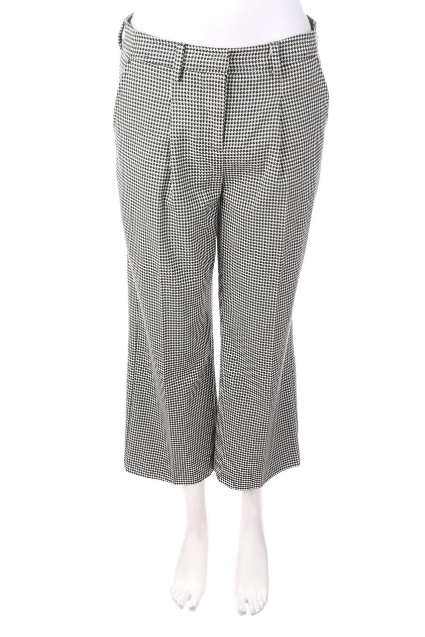 STEFANEL - Cropped-Bundfaltenhose mit Hahnentritt-Muster - D 36