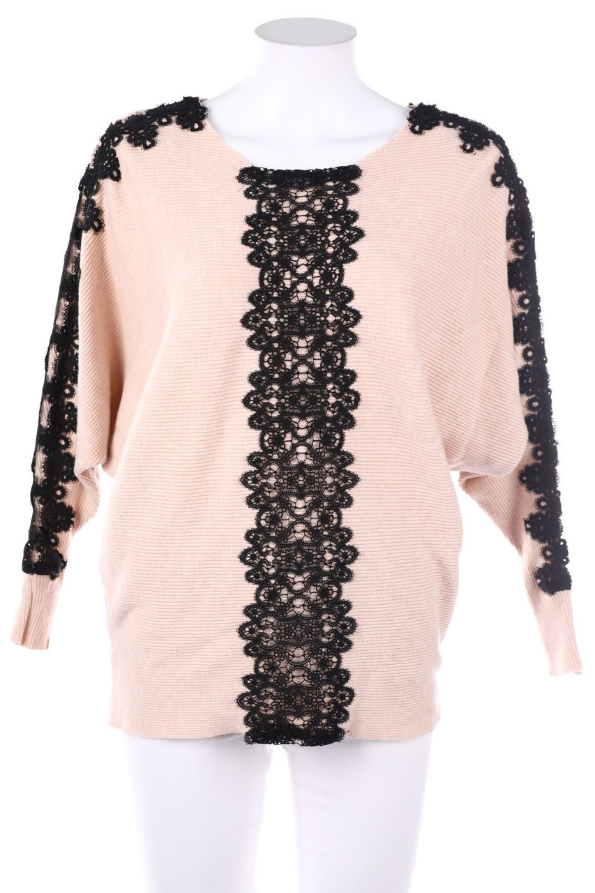 SECONDHAND - Batwing-Pullover mit Spitze