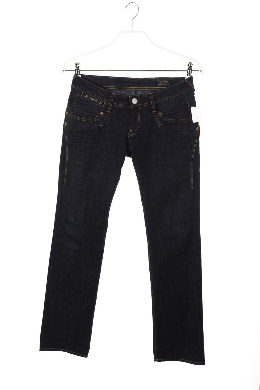 Herrlicher - Dark Denim Straight Cut Jeans mit Logo-Badge - W27