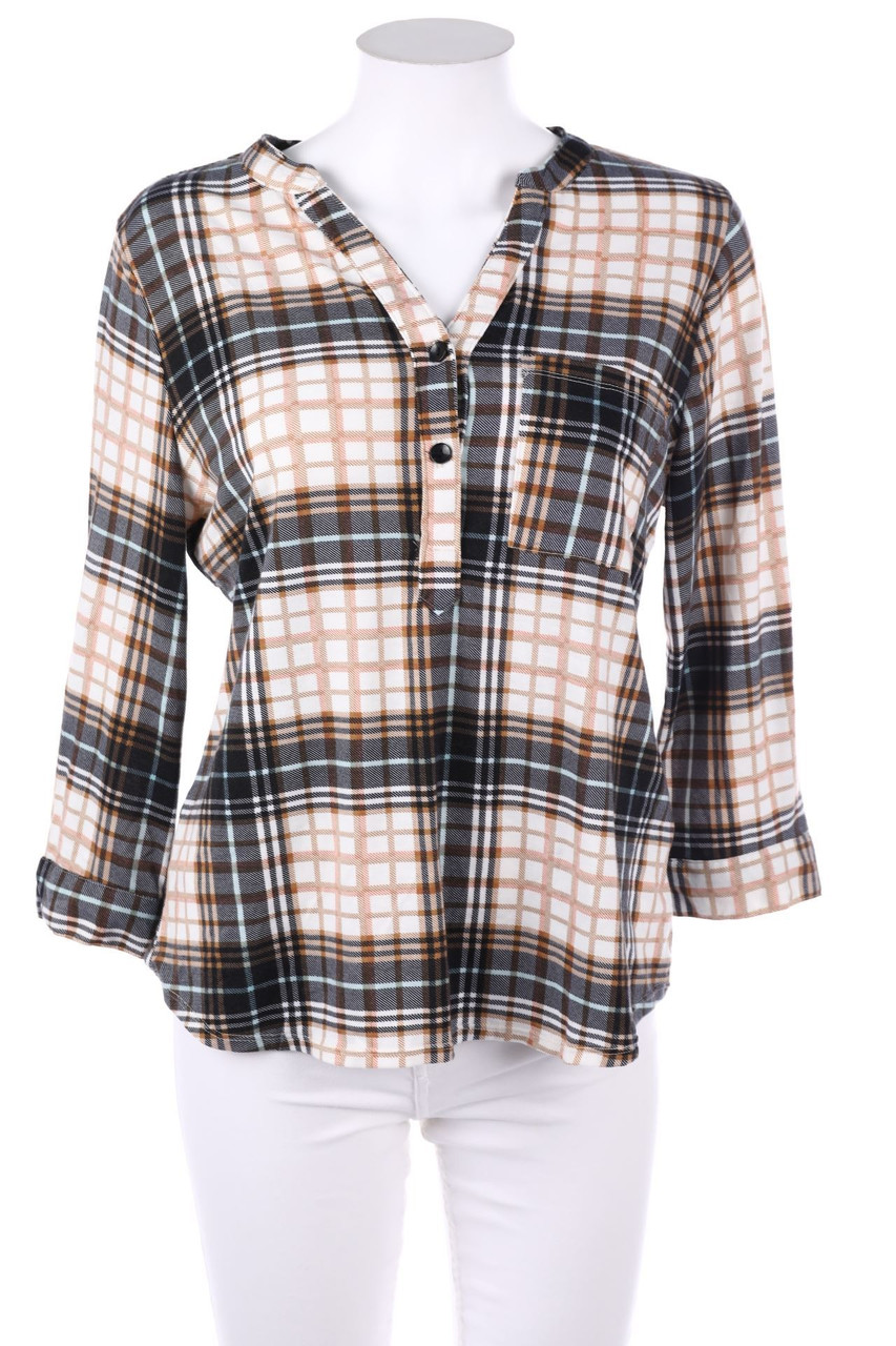 Chicorée - Checked Shirt Blouse with French Cuff - M