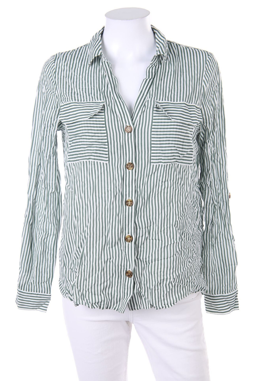 VERO MODA - Streifen-Hemd-Bluse mit Roll-up-Manschette - S