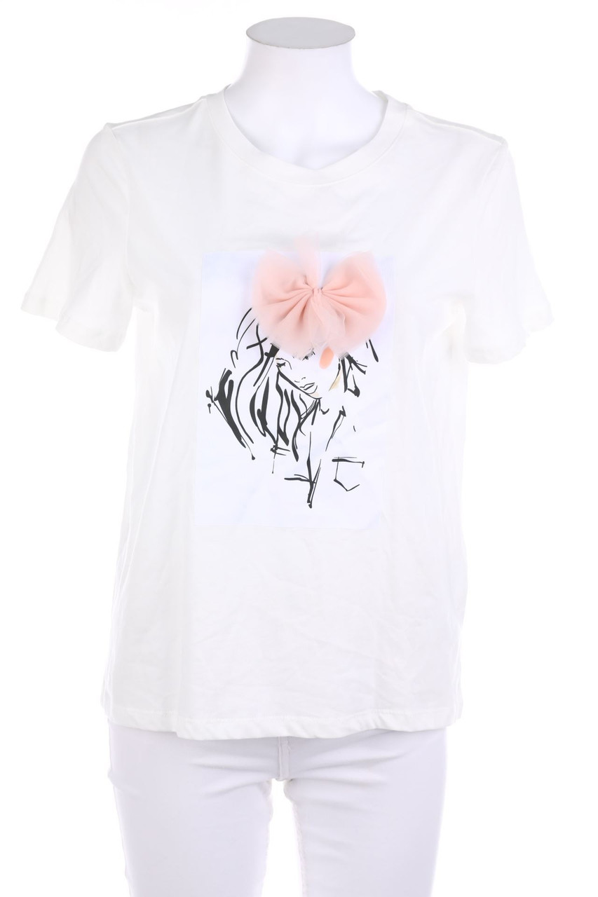 VERO MODA - Print-Kurzarm-Shirt mit Schleife - S