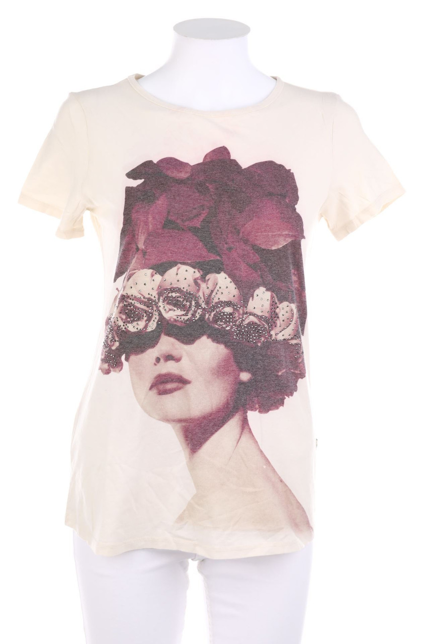 HEIMATLIEBE - Print-Shortsleeve-Shirt with Jewelry Stones - S