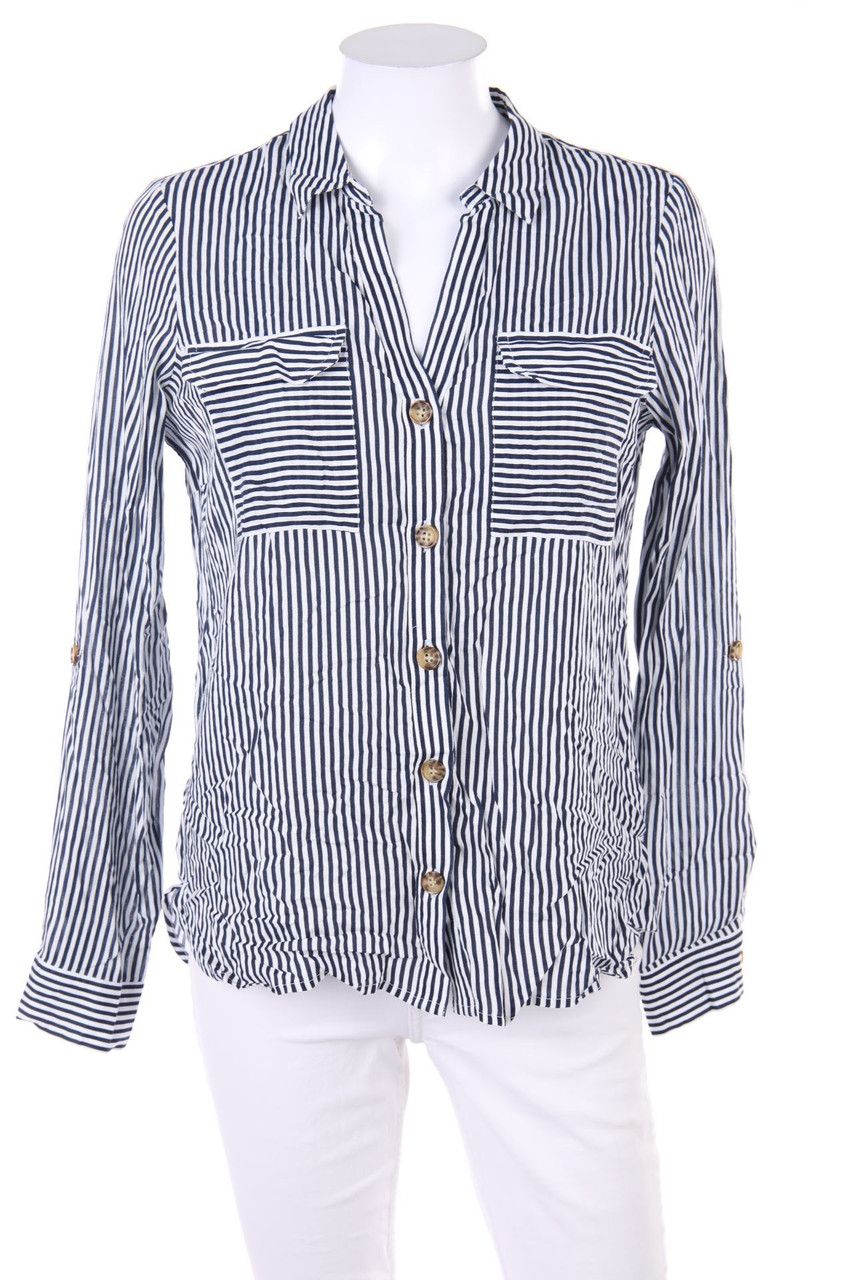 VERO MODA - Streifen-Hemd-Bluse mit Roll-up-Manschette - S
