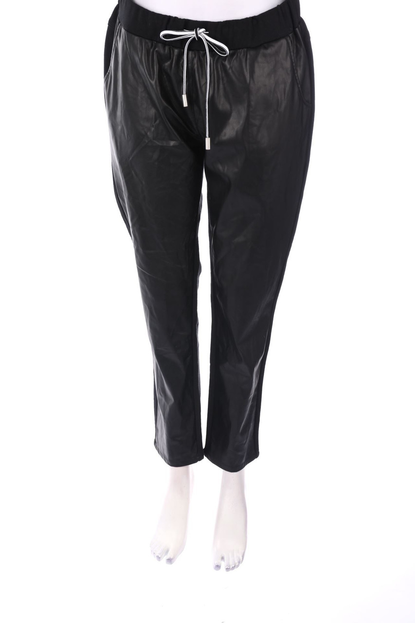FRYDAY - Hose mit Kunstleder-Details - D 42