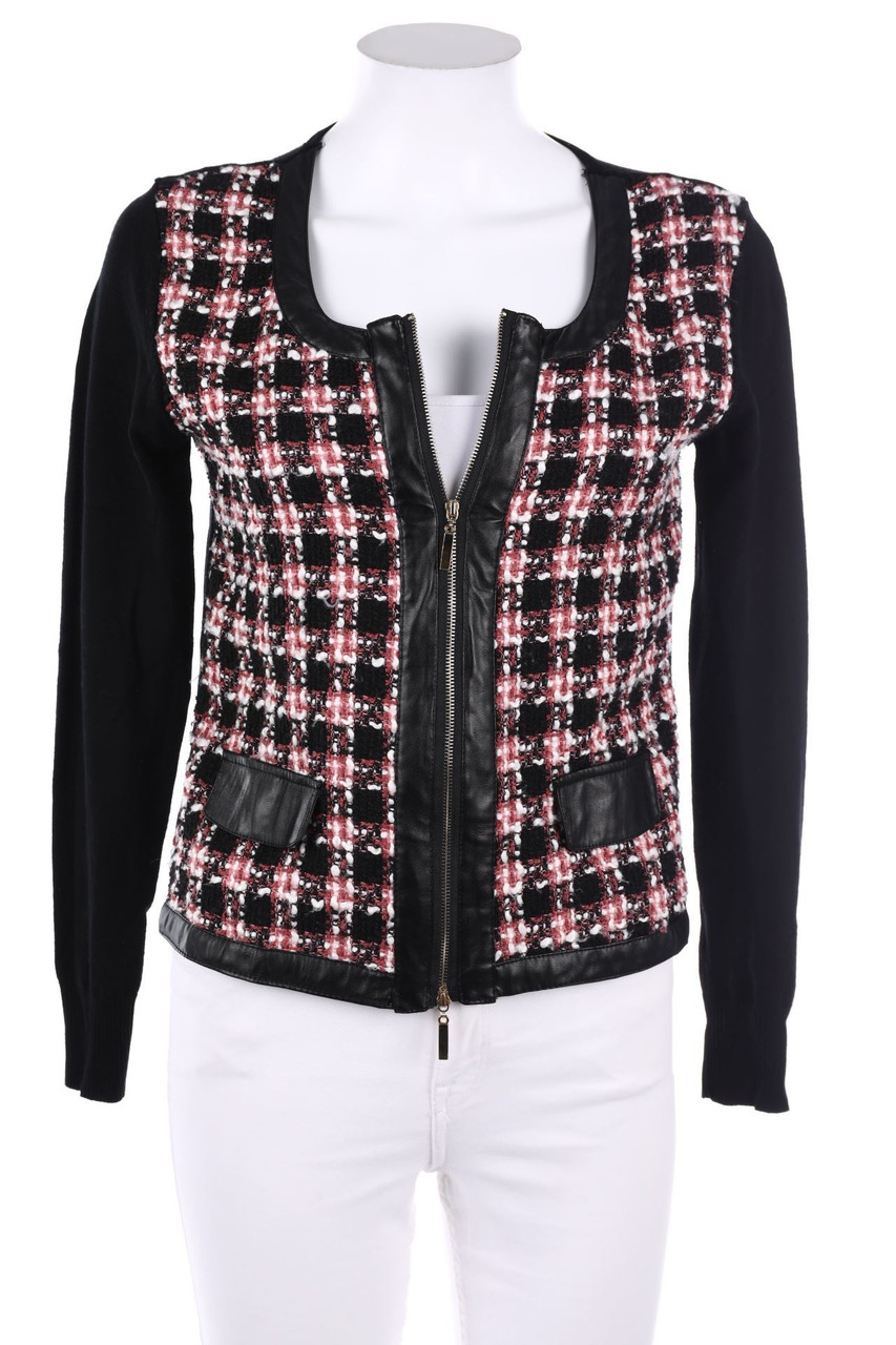 Cmp 55 - Karo-Jacke mit Kunstleder-Details - L