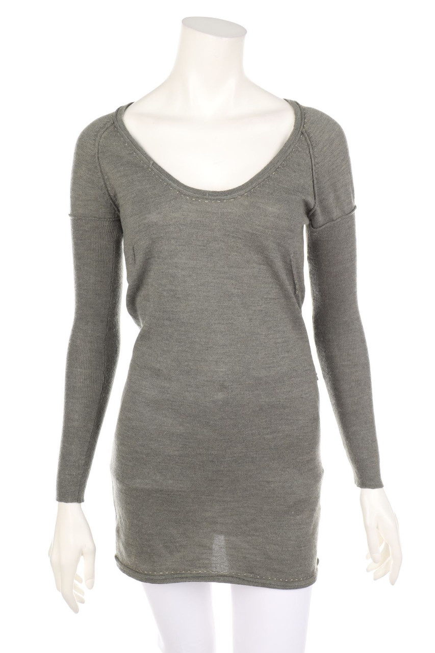 DUNE BY DUNE - Virgin Wool Crewneck Pullover with Rhinestones - D 36