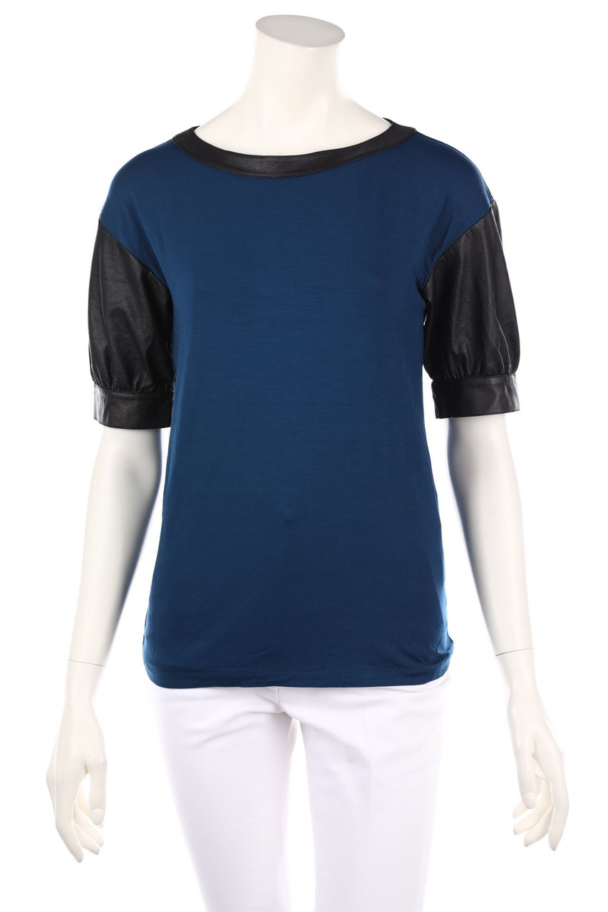 cop.copine - Blouse with Faux Leather Details - S