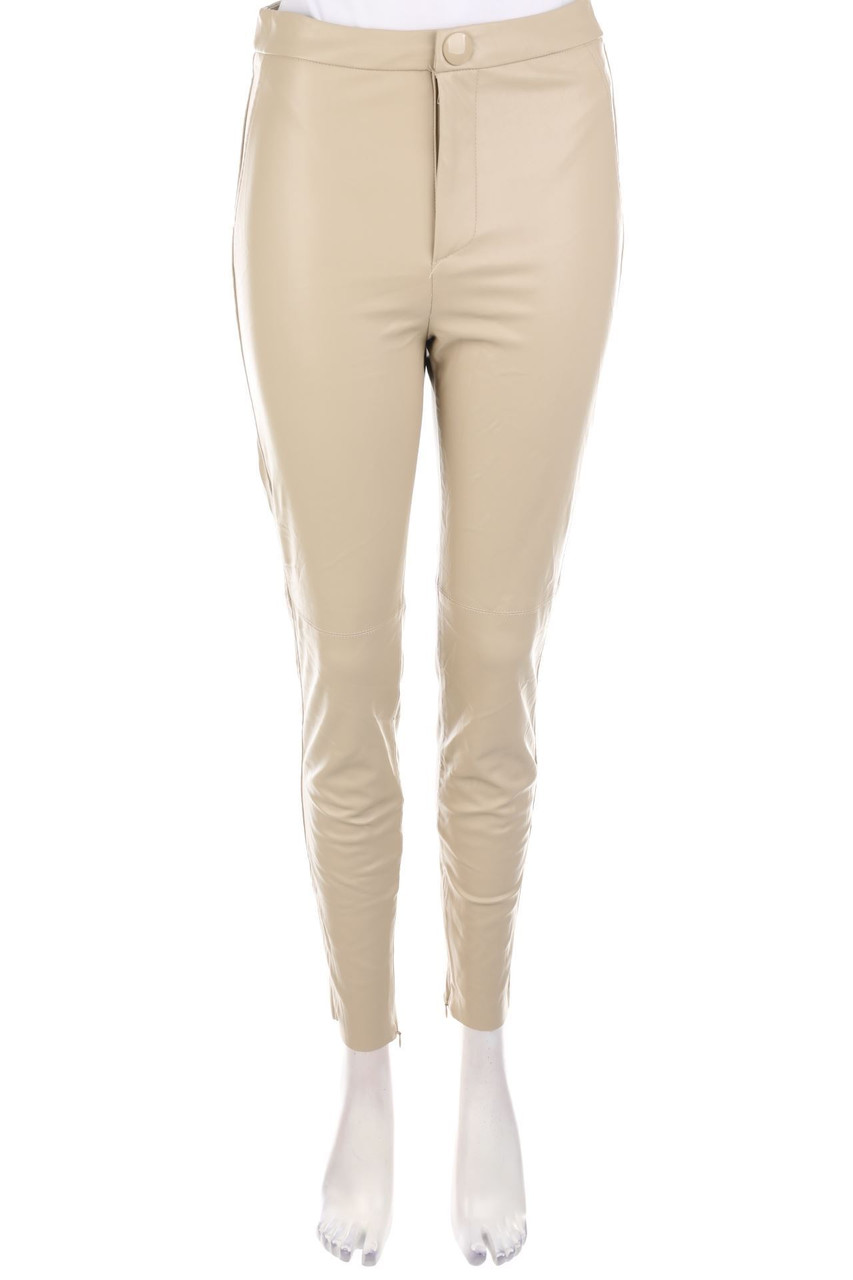ZARA - Faux Leather Leggings with Zipper Closure - M