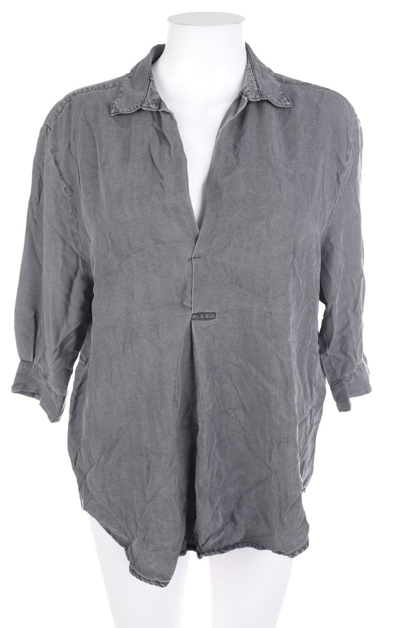 ZARA WOMAN - Jeans-Bluse mit tiefem Ausschnitt - S