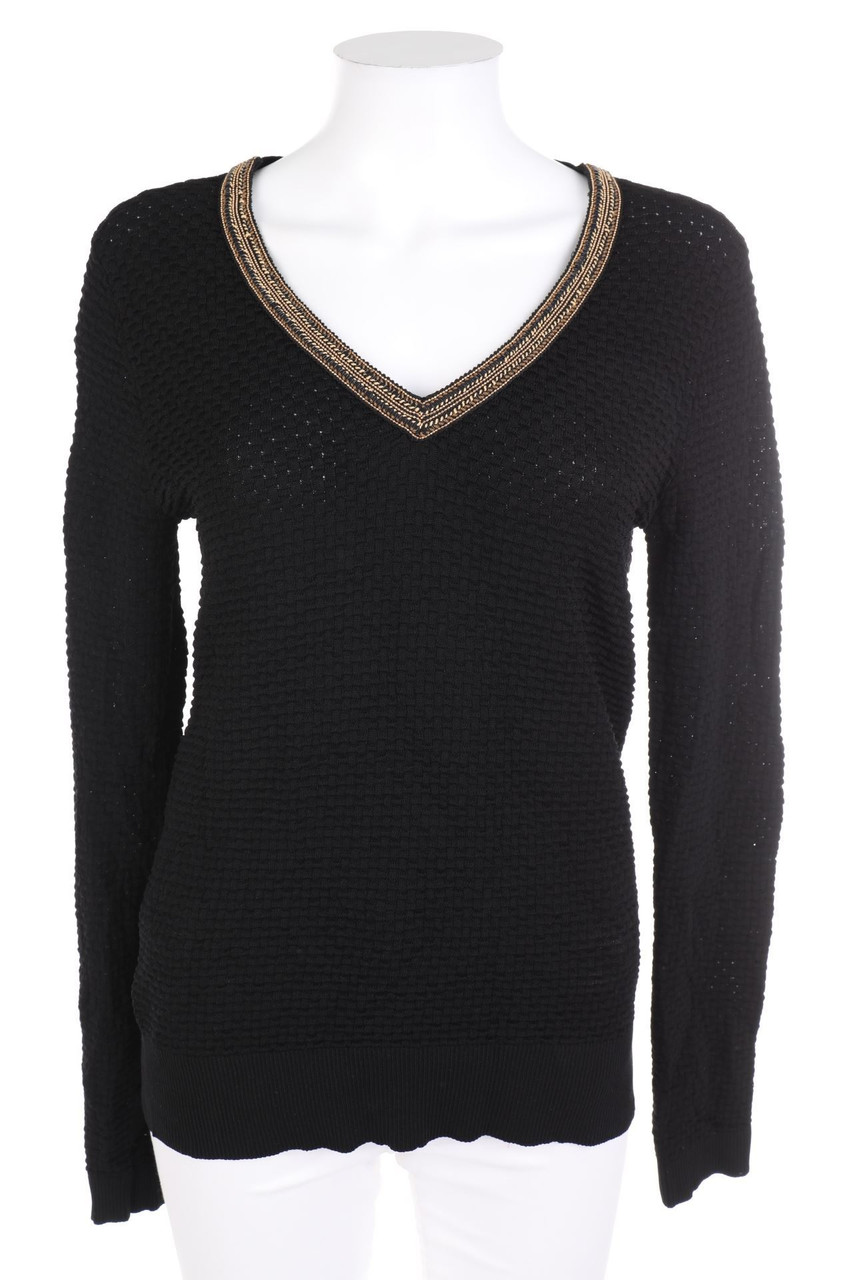 MORGAN - V-Neck Pullover with Pearls - L