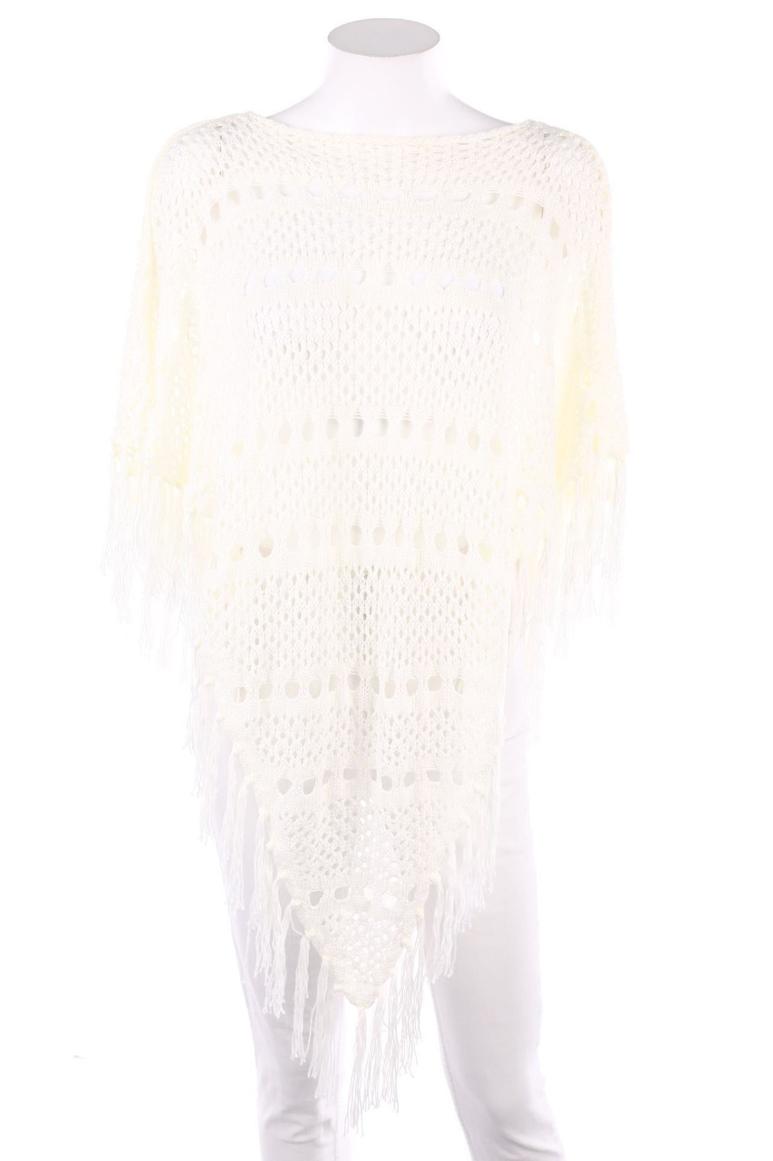design by KappAhl - Poncho, Open Knit with Fringes - ONE SIZE