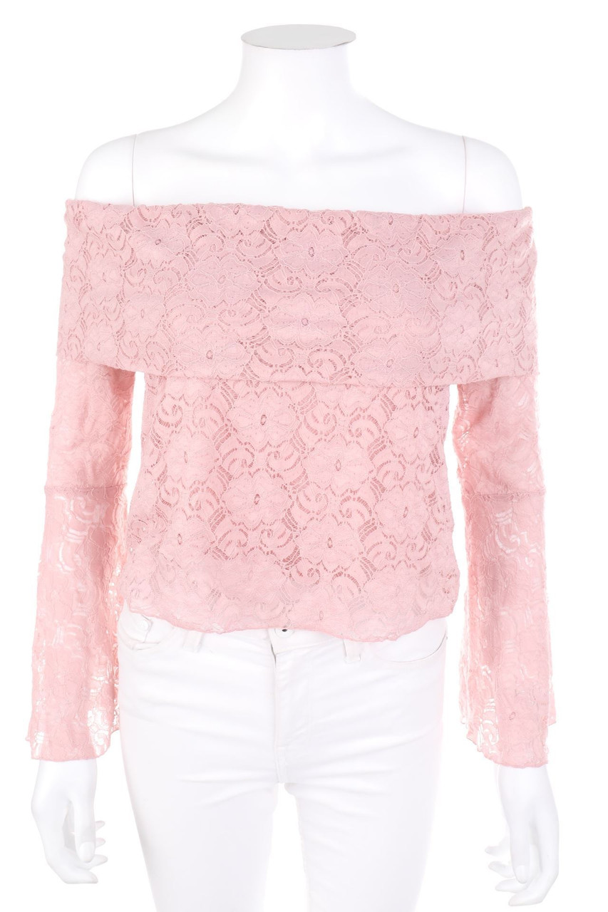 American Rag Cie - Cropped-Off-the-shoulder blouse with Trumpet Sleeves - S