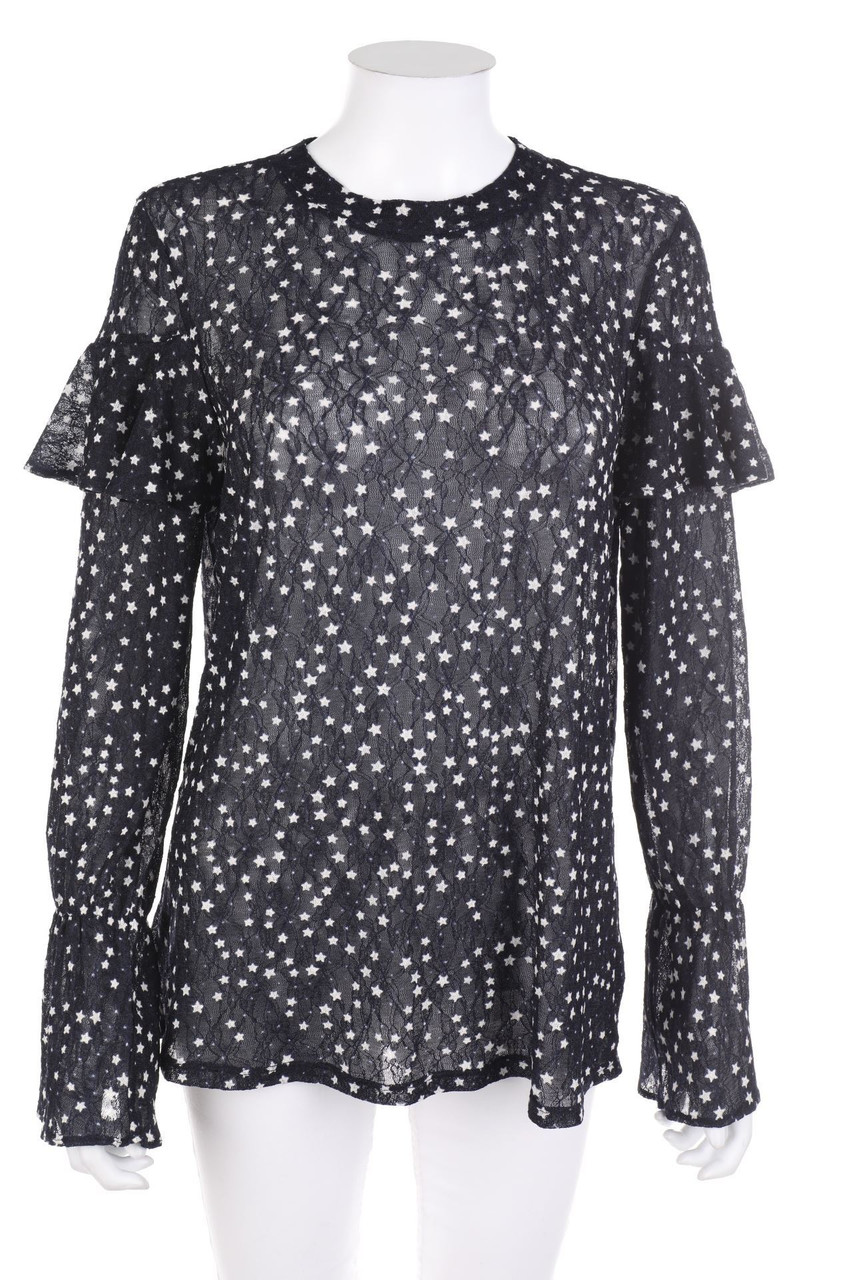 KappAhl - Print-Ruffled Blouse with Trumpet Sleeves - L