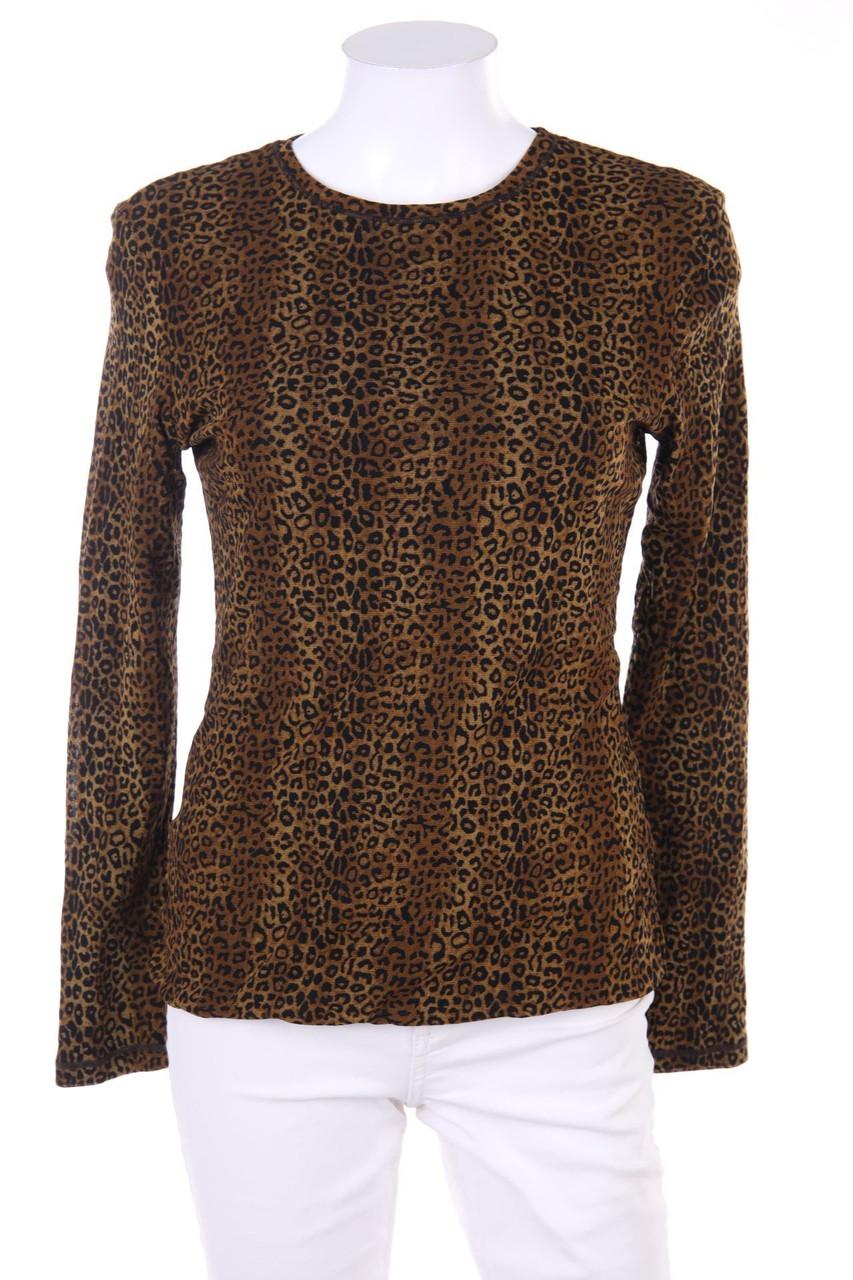 LISA CAMPIONE - Mesh-Longsleeve-Shirt with Leo Print - L