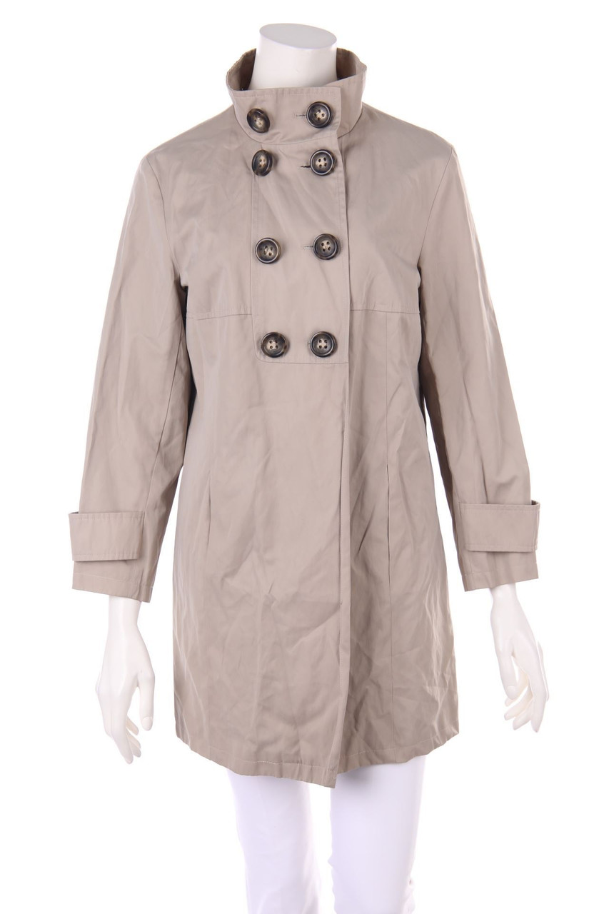 DEVERNOIS - Double-Breasted Coat, Cotton-blend with Epaulettes - D 34