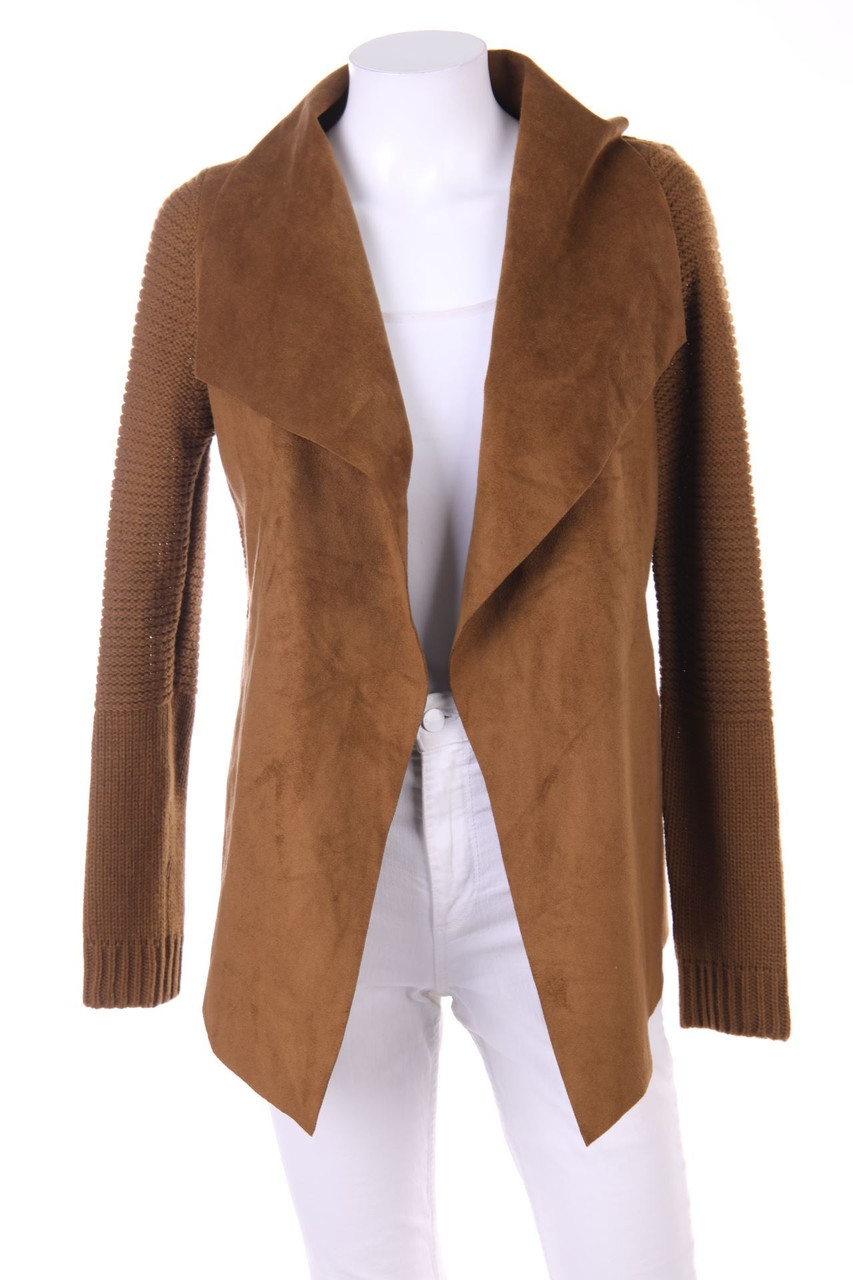 Stradivarius - Cardigan mit Kunstleder-Details - M