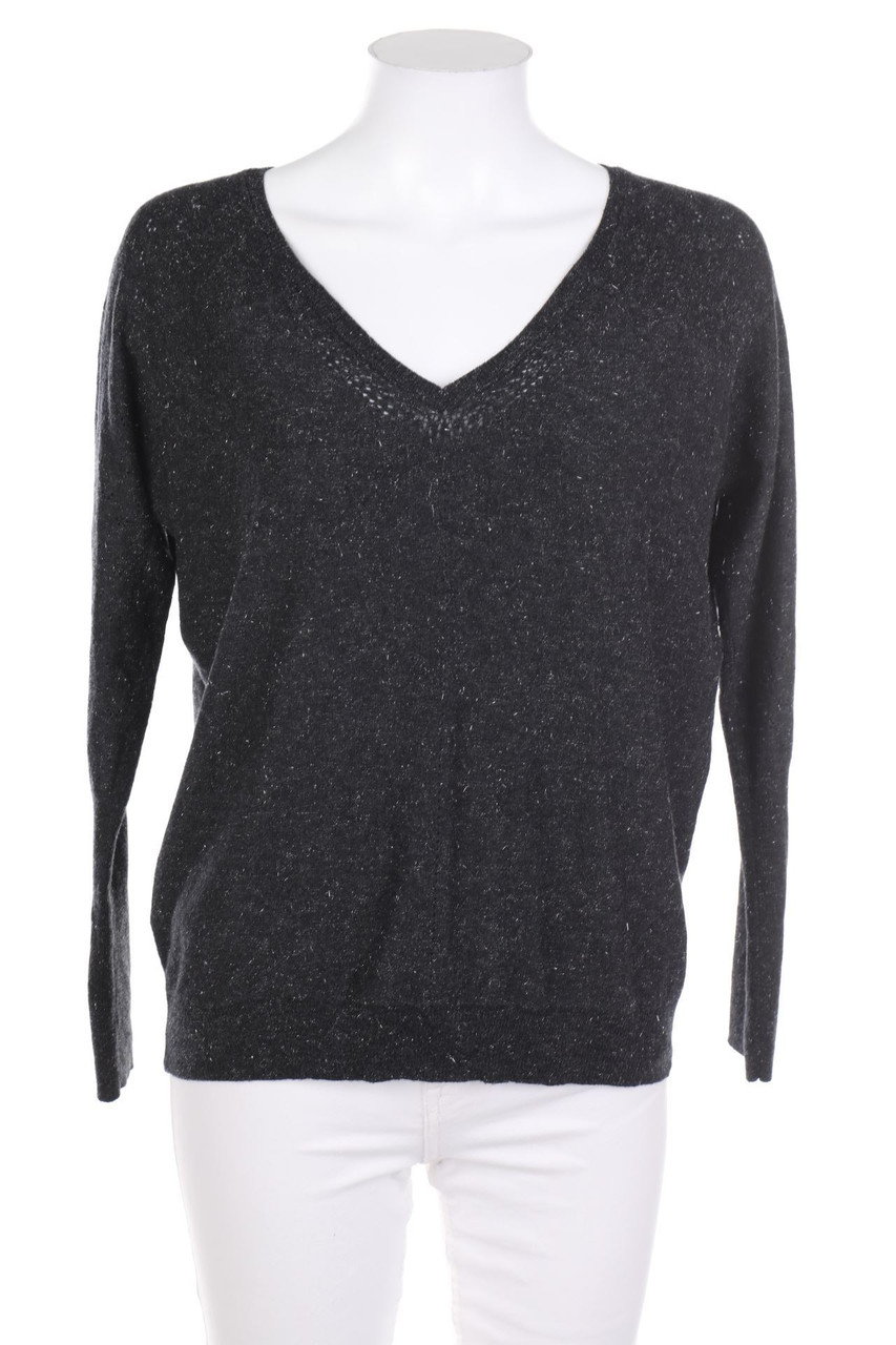 promod - Glitzer-Strick-Pullover mit Lochstrick-Details - S