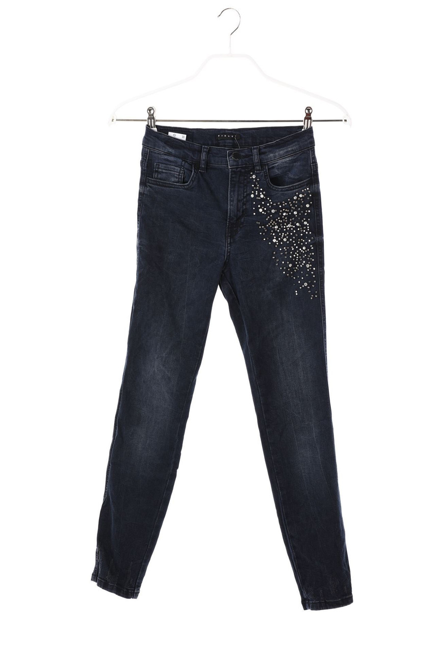 SISLEY - Used Look Skinny-Jeans mit Applikationen - W26