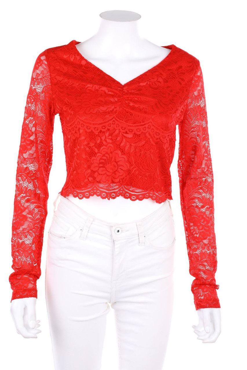 No Label - Longsleeve-Shirt, Lace - S