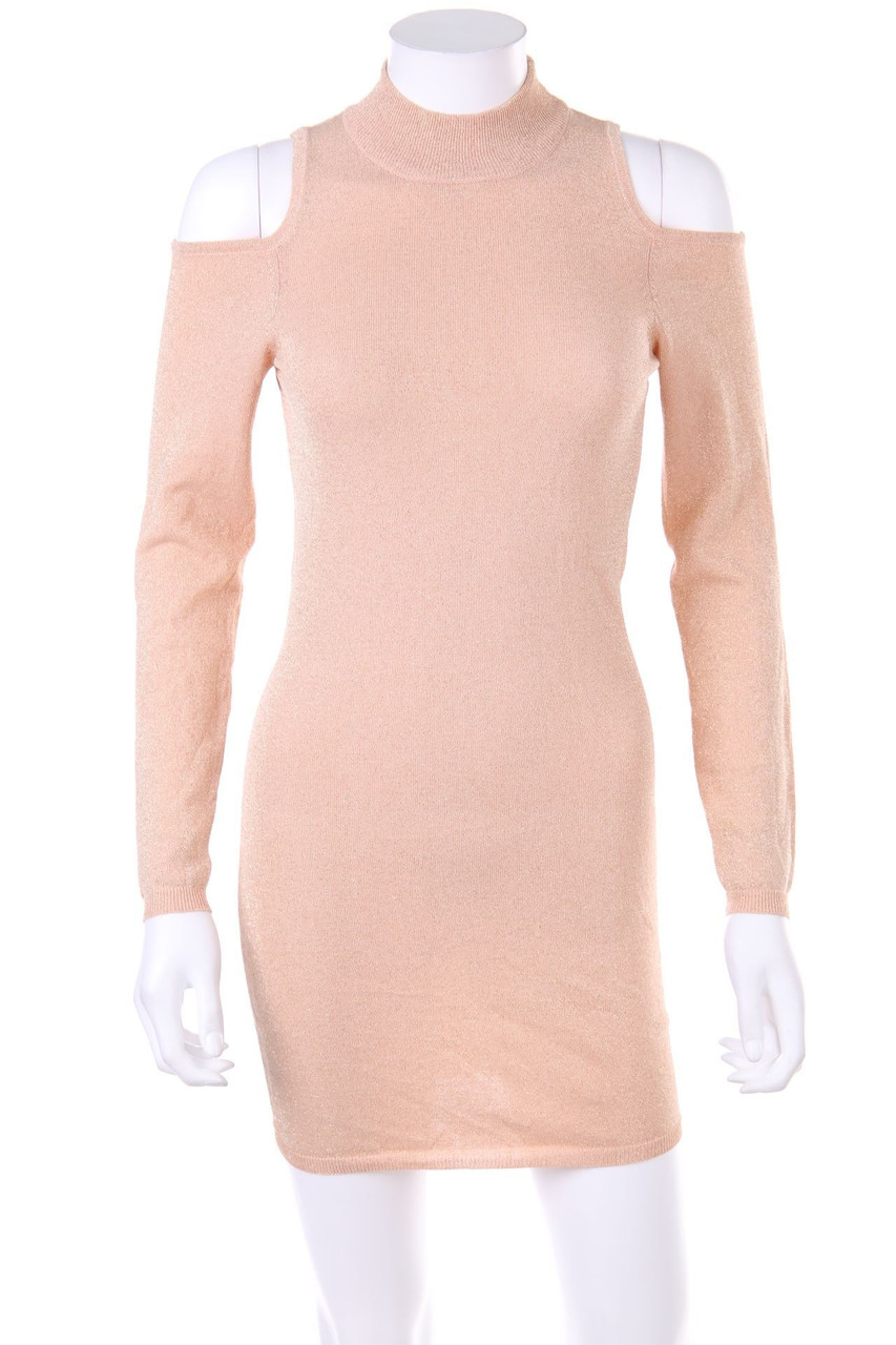 Ohne Label - Cold-Shoulder-Strickkleid mit Glitzer - D 32