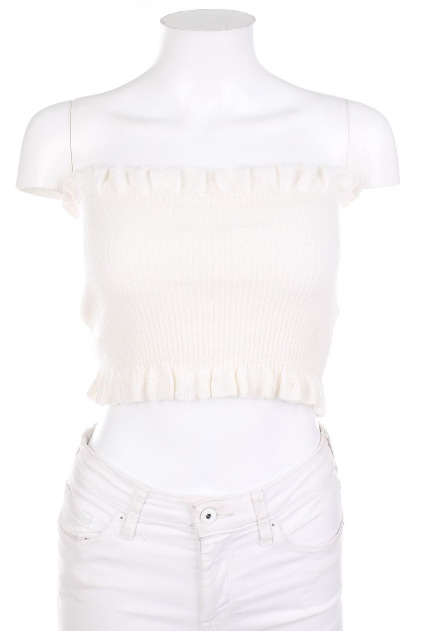 FASHION NOVA - Cropped-Bustier-Top mit Volants - D 32-34