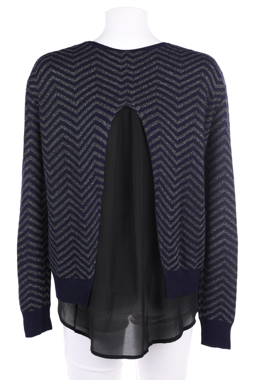 Le temps des Cerises - Strick-Pullover mit Zickzack-Muster im Layer Look - XS