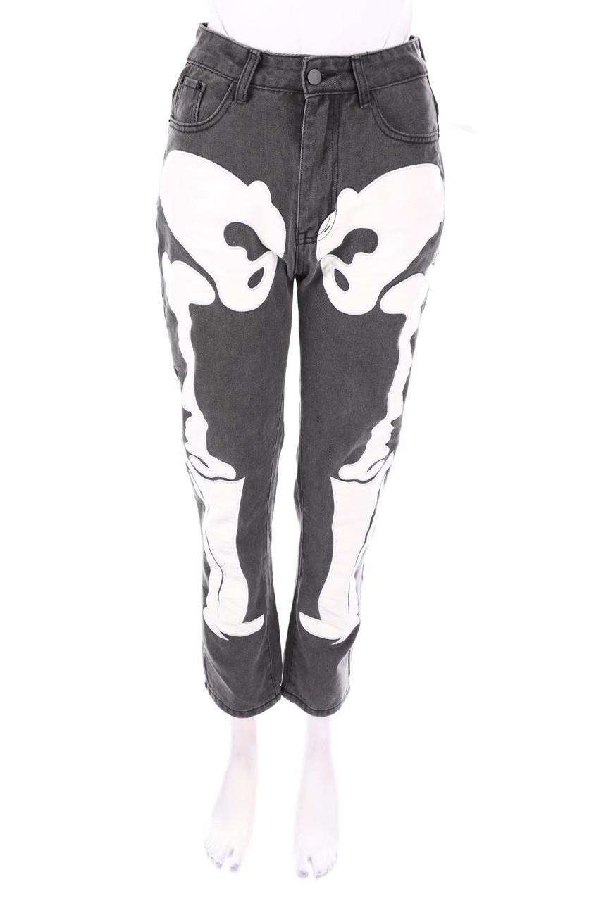 Ohne Label - Mom-Jeans mit Kunstleder-Details - D 34-36