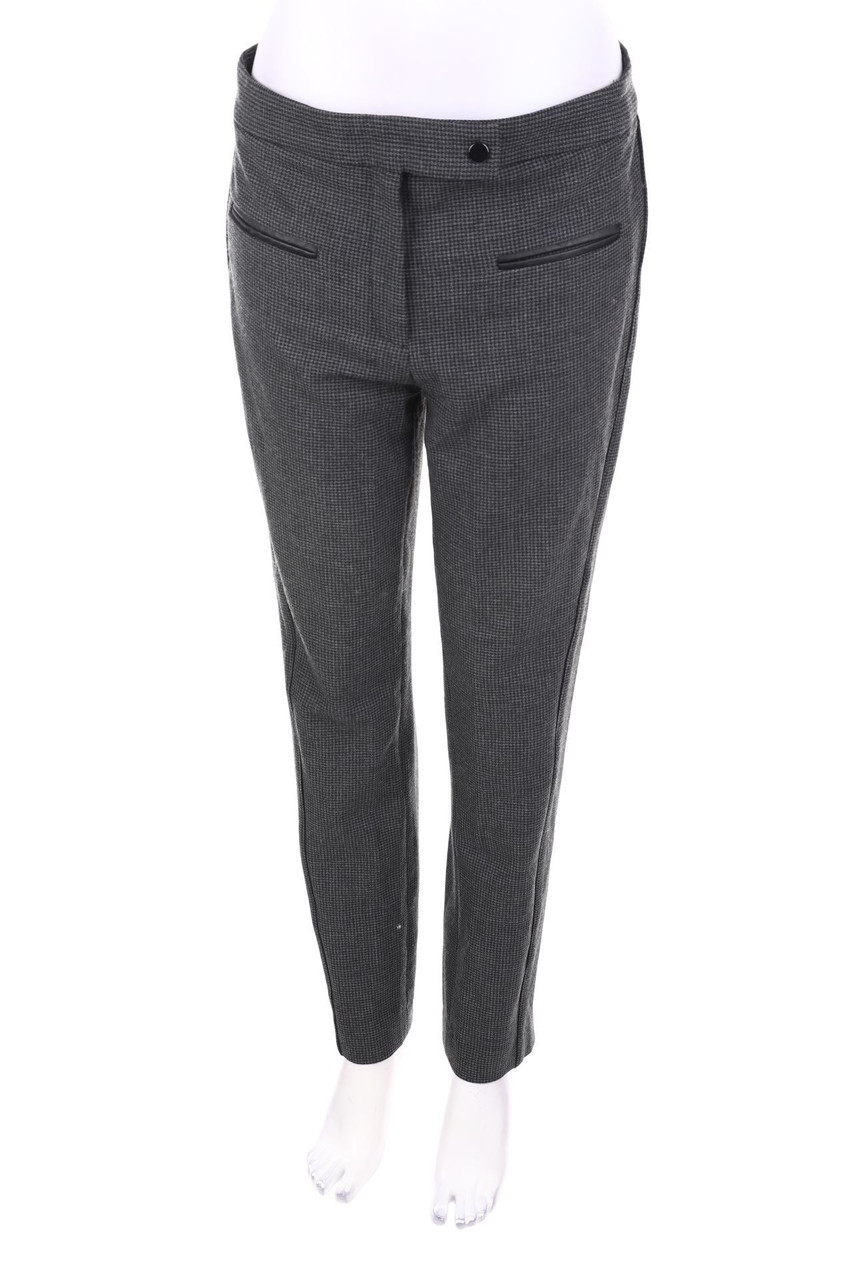 GERARD DAREL - Skinny Pants with Houndstooth Pattern with Faux Leather Details - D 40