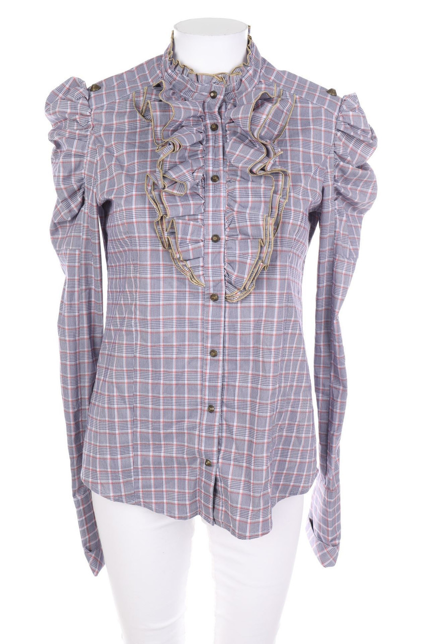 ROYAL SUNDAY - Ruffled Blouse with Puffy Sleeves - D 40