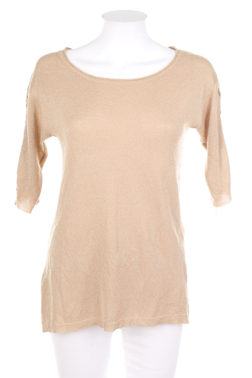 MORGAN - Glitter-3/4-Sleeve Pullover with Lacing - XS