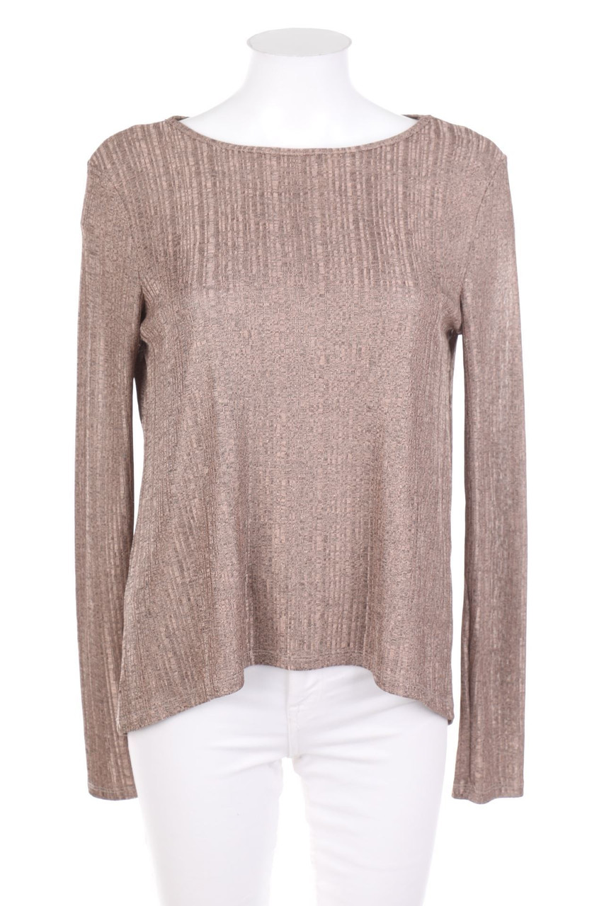 ZARA W&B - Longsleeve-Shirt mit Metallic-Effekt - S