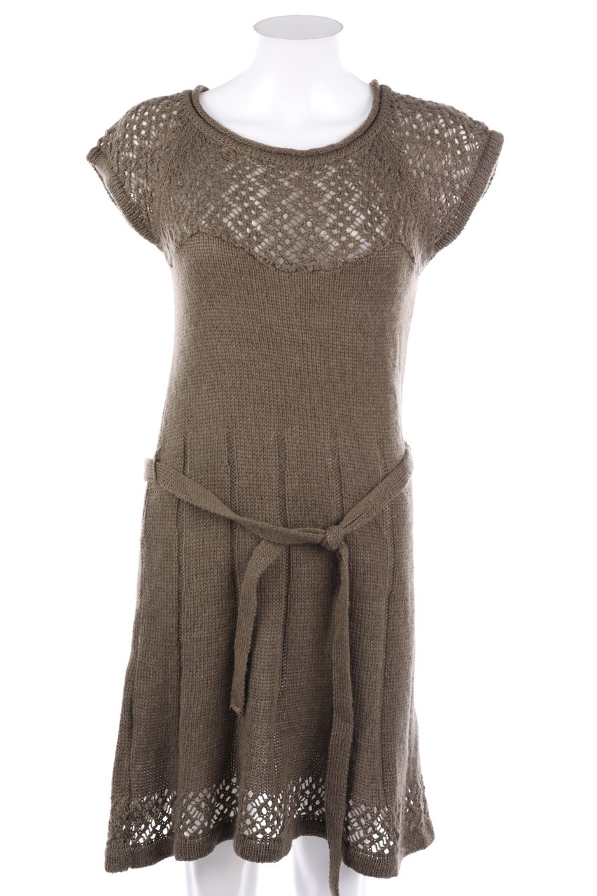 promod - Kurzarm-Strickkleid mit Lochstrick-Details - D 36