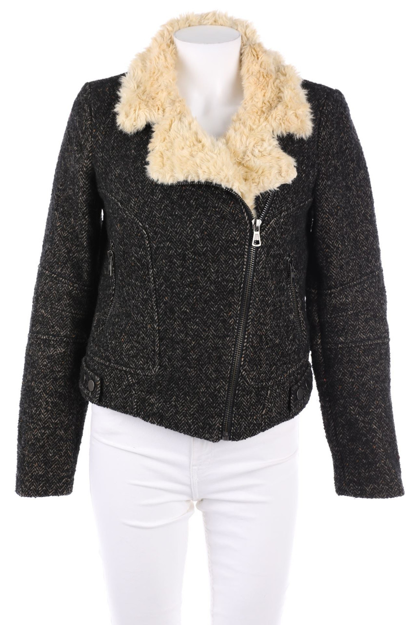 ZARA TRF - Jacke mit Fake Fur-Besatz - S